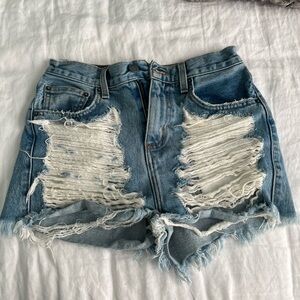 Carmar Denim High Waisted Ripped Denim Shorts
